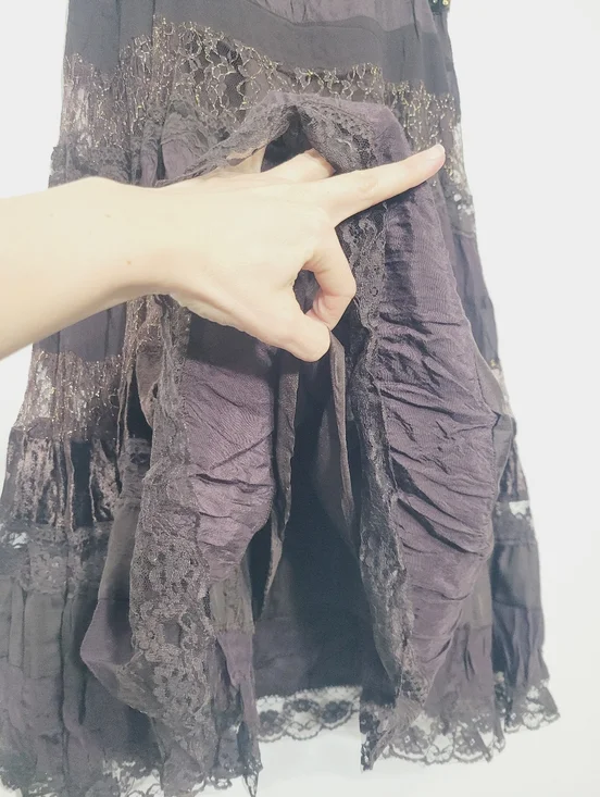 Le Chateau Vintage Brown Mix Media Lace Crashed Velvet Bohemian Zipper Side XL - Picture 4 of 15